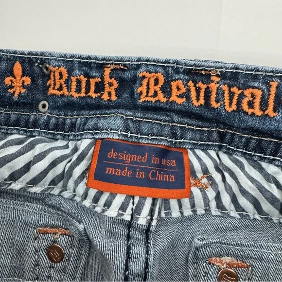 Rock Revival Eustis Capri  Embellished Jeans Thick Stitching 31W X 20.5L - Picture 5 of 16